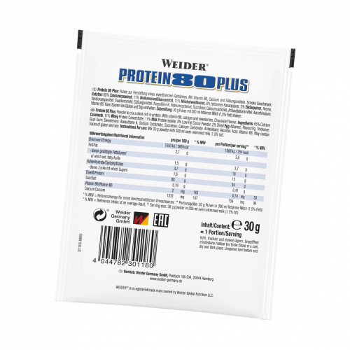 Weider Proteingetränk in Pulverform 80 Plus, Schokolade, 30g x 50 Stk Weider Proteingetränk in Pulverform 80 Plus, Schokolade, 30g x 50 Stk