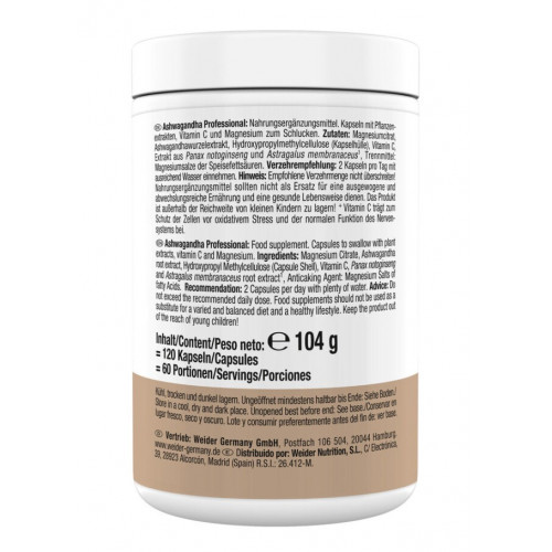 Weider Ashwagandha Tabletten Profesional 120 Kapseln Weider Ashwagandha Tabletten Profesional 120 Kapseln