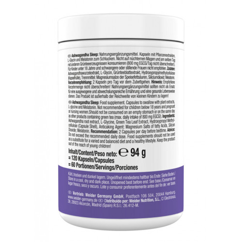 Weider Ashwagandha Tabletten Sleep 120 Kapseln Weider Ashwagandha Tabletten Sleep 120 Kapseln