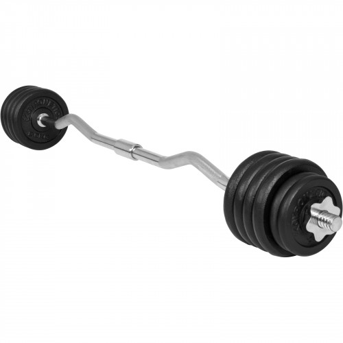 Gorilla Sports Gyronetics Gusseisen-Langhantel-EZ-Set 30 kg/25 mm Gorilla Sports Gyronetics Gusseisen-Langhantel-EZ-Set 30 kg/25 mm