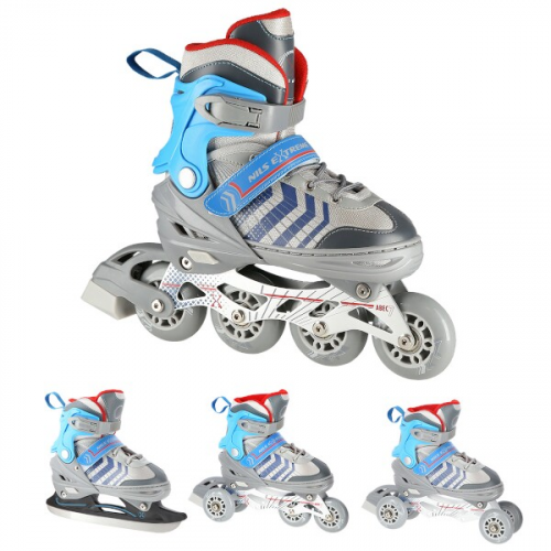 Schlittschuhe NILS Extreme NH18192 4in1, grau-blau Schlittschuhe NILS Extreme NH18192 4in1, grau-blau