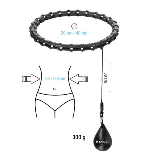 HMS Massage Hula Hoop HHW11 PLUS SIZE mit Gewichten, schwarz HMS Massage Hula Hoop HHW11 PLUS SIZE mit Gewichten, schwarz