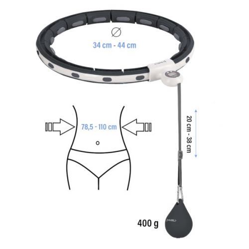 HMS Massage Hula Hoop HHM15 mit Gewichten, Magneten und Zähler schwarz HMS Massage Hula Hoop HHM15 mit Gewichten, Magneten und Zähler schwarz