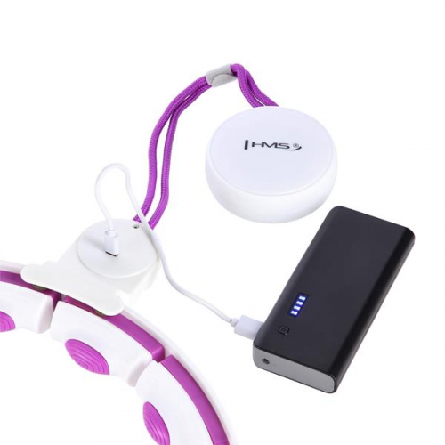 HMS Massage Hula Hoop HHM16 mit Gewicht, Magneten und Theke weiß/lila 