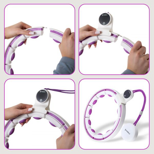HMS Massage Hula Hoop HHM16 mit Gewicht, Magneten und Theke weiß/lila 