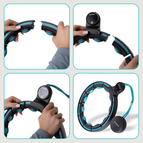 HMS Set Massage Hula Hoop mit Gewicht HHM17 und Bauchgurt BR163, schwarz/türkis HMS Set Massage Hula Hoop mit Gewicht HHM17 und Bauchgurt BR163, schwarz/türkis