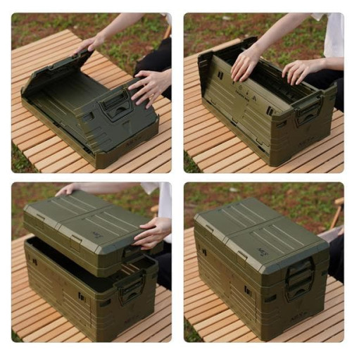 HMS Skladací úložný box s vekom a priehradkami 50l, zelený HMS Skladací úložný box s vekom a priehradkami 50l, zelený