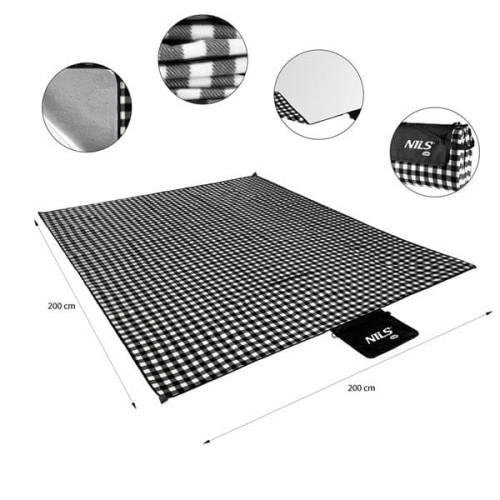 HMS NC2311 Picnic-Decke Nils Camp 200 x 200 cm schwarz-weiss HMS NC2311 Picnic-Decke Nils Camp 200 x 200 cm schwarz-weiss