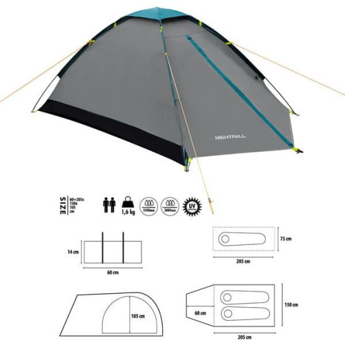 HMS NC6033 Campingzelt Nightfall NILS Camp grau-blau HMS NC6033 Campingzelt Nightfall NILS Camp grau-blau