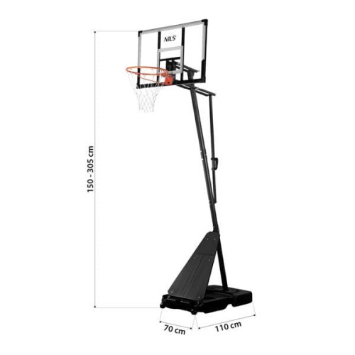 HMS Basketballkorb NILS ZDK255  von 1,5m bis 3,05 m 