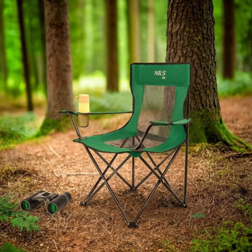 Zeleno-čierne skladacie turistické kreslo Nils Camp Zeleno-čierne skladacie turistické kreslo Nils Camp