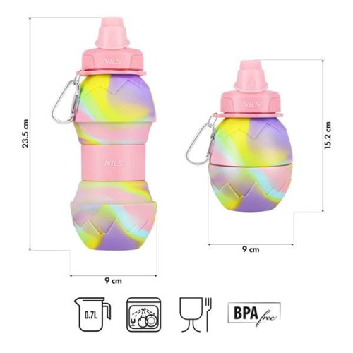 NC4102 silikónová skladacia fľaša na vodu 700 ML NILS CAMP NC4102 silikónová skladacia fľaša na vodu 700 ML NILS CAMP