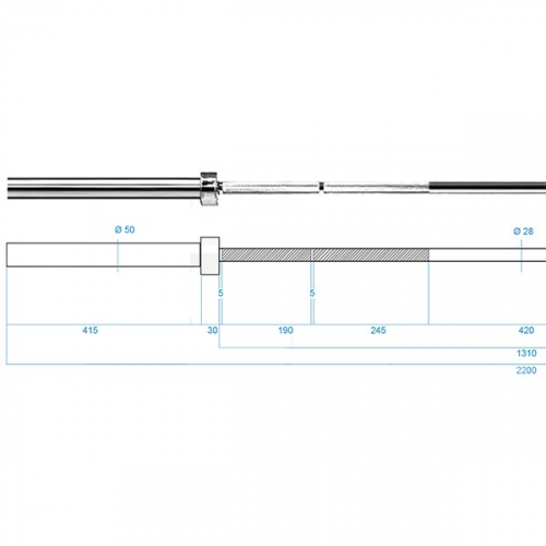 Olympiastange für Übungen HMS PREMIUM GO1100, 220 cm x 50 mm Olympiastange für Übungen HMS PREMIUM GO1100, 220 cm x 50 mm