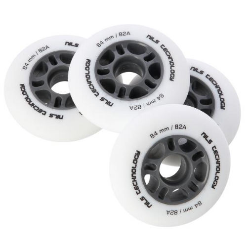 Matte Skate-Rollen NILS Extreme PU 84x24 82A, weiß, 4 Stk Matte Skate-Rollen NILS Extreme PU 84x24 82A, weiß, 4 Stk