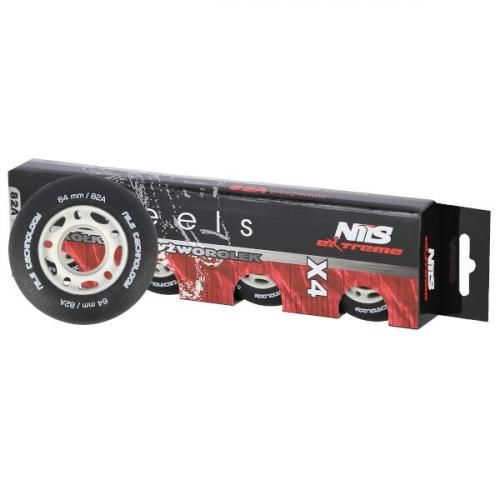Matte Skate-Rollen NILS Extreme PU 64x24 82A, schwarz, 4 Stk Matte Skate-Rollen NILS Extreme PU 64x24 82A, schwarz, 4 Stk