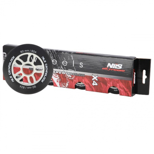 Matte Skate-Rollen NILS Extreme PU 90x24 82A, schwarz, 4 Stk Matte Skate-Rollen NILS Extreme PU 90x24 82A, schwarz, 4 Stk