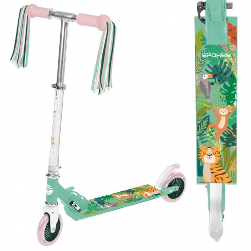 Spokey DUKE Kinderroller mit Quasten, grün-rosa Spokey DUKE Kinderroller mit Quasten, grün-rosa