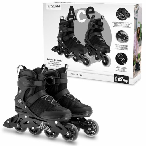 Spokey Ace Fitness kolieskové korčule čierne 46 Spokey Ace Fitness kolieskové korčule čierne 46